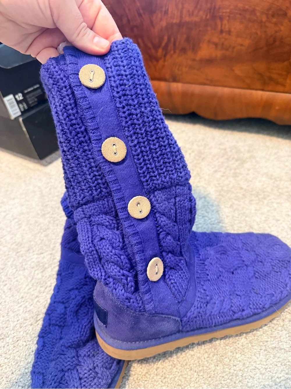 UGG Purple Knit Women's Winter Boots with Teal Accent